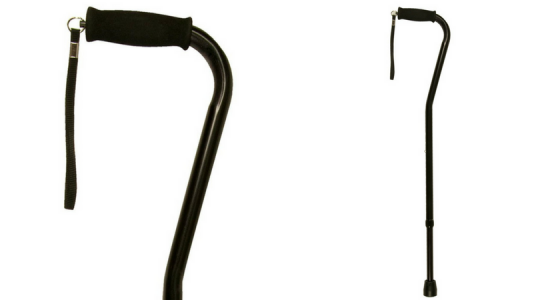Black Offset Handle Aluminum Cane. Therapist-recommended offset handle, soft and shock absorbing, easy and comfortable to grasp. - $24.99